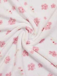CottageSlumber Cozy Romantic Ditsy Floral Long Sleeve Belted Fluffy Robe, Winter - White - View 2