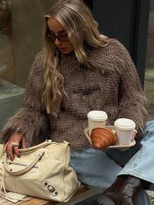 MISSGUIDED Luxurious Fluffy Faux Fur Cropped Winter Coat With Toggle Closures And High Collar For Cold Weather Layering - Brown - View 1