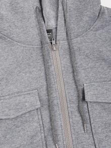 Franclia Plus Size Solid Color Casual Sweatshirt, Autumn/Winter - Grey - View 5