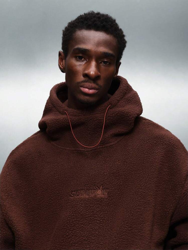 PLAYBOY X SUMWON Oversized Sherpa Hoodie With Drawstring