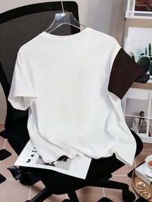 Betty Boop x SHEIN Women's Casual Daily Commute Fashion Street Cartoon Character & Letter Print Black White Splice Short Sleeve T-Shirt, Summer Graphic Tops Anime T Shirt Cartoon Shirts Cartoon Graphic Tee - White - View 2