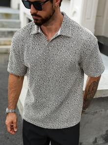 Manfinity CasualCool Plus Size Men's Mature Casual Striped Polo Shirt - Multicolor - View 4