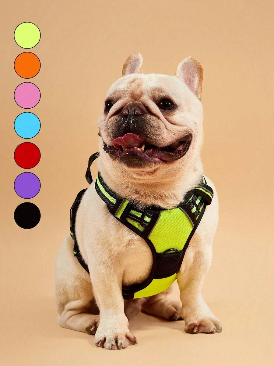 Zazumi Arnés reflectante, correa y chaleco para perros de razas grandes como Bulldog Francés y Labrador - Multicolor - Ver 1