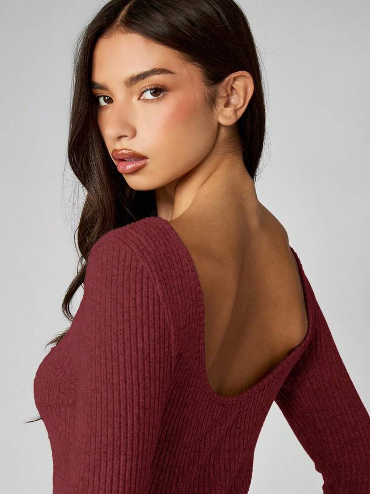 MISSGUIDED Ribbed Knit Long Sleeve Bodycon Mini Dress Off Shoulder Fall Winter Sweater Dress Christmas