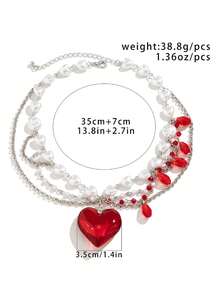 ROMWE Goth قلادة نجمة بنمط فينتاج بنقوش راين ستون قطعتان، قلادة سلسلة نجمة مزدوجة الطبقات فاخرة مرصعة بالراين ستون، طقم عنق بطراز الشارع - متعدد الألوان-A - مشاهدة 3