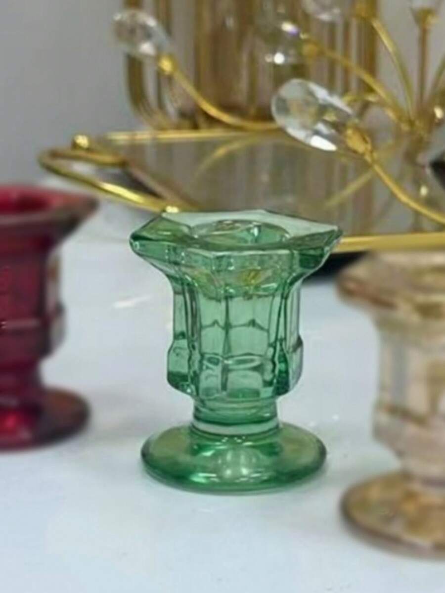 1个/6个水晶欧式烛台,万圣节、诡异、绿色烛台,秋季、节日、圣诞节、冬季、假日、节日、圣诞装饰、圣诞礼物、房间装饰 - 綠色 - 查看 1