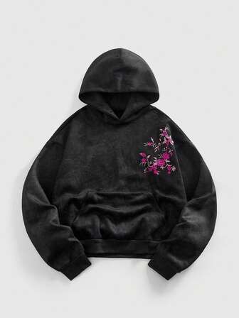 Street Life sweat-shirt à capuche décontracté à fleurs brodées pour hommes, automne/hiver