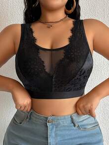 1件加大码蕾丝拼接无钢圈内衣文胸