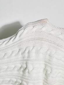 ATUI Studio 女式条纹麻花图案长袖休闲毛衣，秋季 - 白色 - 查看 7