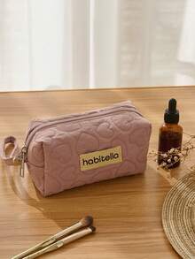 1/2/3 Pcs New Oxford Cloth Makeup Bag With High Value, Large Capacity, Portable And Convenient Travel Wash And Storage Bag, Handbag With Heart Pattern For Cosmetics Storage - Baby Pink - View 10