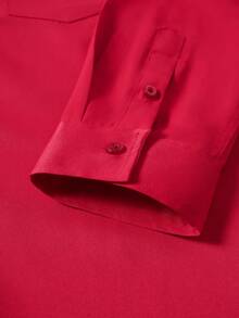 Manfinity Mode Plus Size Men's Solid Color Single-Breasted Casual Long Sleeve Shirt