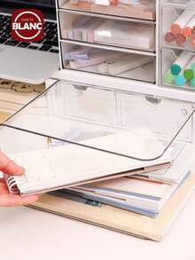 Madebyblanc Transparent Acrylic Book Stand, Desktop Book File Storage Divider, Shelf Holder For Student Desk And Office Organizer Back To School - Clear - View 7