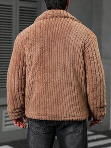 Manfinity CasualCool Manfinity Homme Veste en flanelle polaire à boutons et rabat avant - Tabac - Voir 2