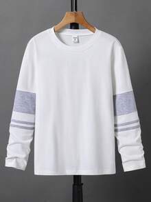 男童休闲拼布圆领长袖T恤 - 白色 - 查看 7