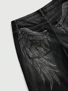 ROMWE MEN Street Life Men's Casual Washed Denim Shorts, Summer - Black - View 4