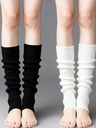 Kawaii 1 Pair Cute Fluffy Deer Design Leg Warmers, Y2K Fuzzy Pom Pom Thick Oversized Leg Warmers, Fashionable Slim Fit, Suitable For Everyday, Autumn/Winter, Holidays & Parties