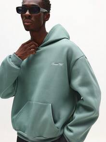 SUMWON 男士鼠尾草绿色连帽衫和运动裤套装休闲冬季街头家居服配套运动服 - 綠色 - 查看 3