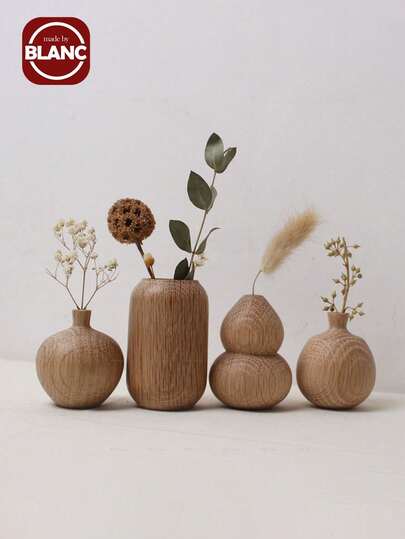 1 件日式简约木制花瓶，家居客厅办公室书桌装饰艺术花瓶摆件