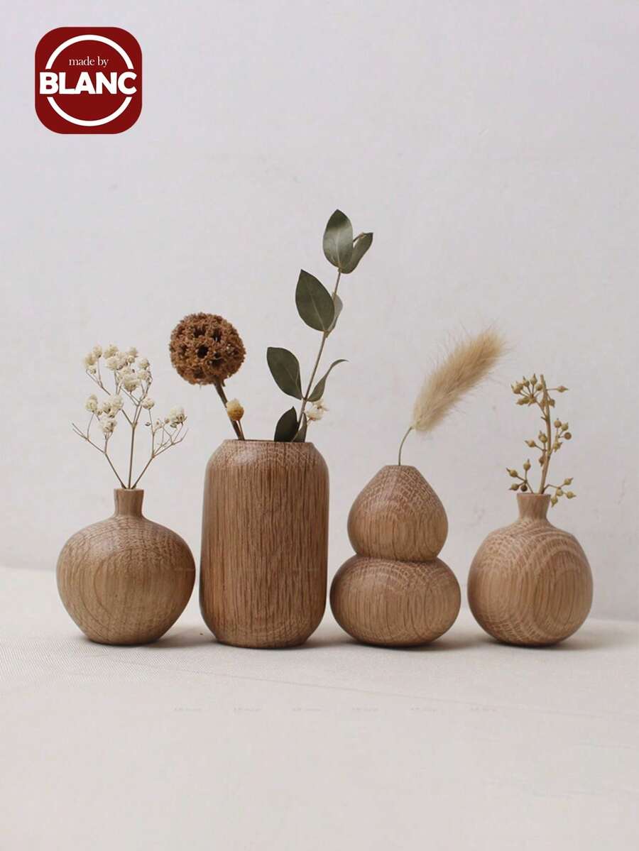 1 件日式简约木制花瓶，家居客厅办公室书桌装饰艺术花瓶摆件 - 彩色 - 查看 1