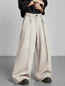 Manfinity Roghcode Quần ống rộng dáng rộng thoải mái cho nam - Màu be - Xem 3