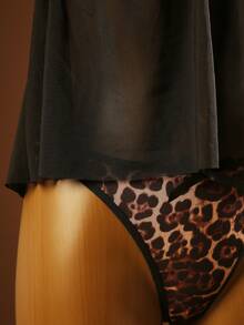 2 piezas Conjunto de lencería sexy de encaje y malla