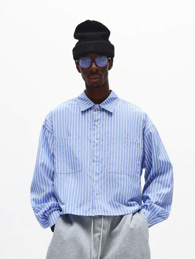 Chemise boutonnée surdimensionnée à rayures verticales