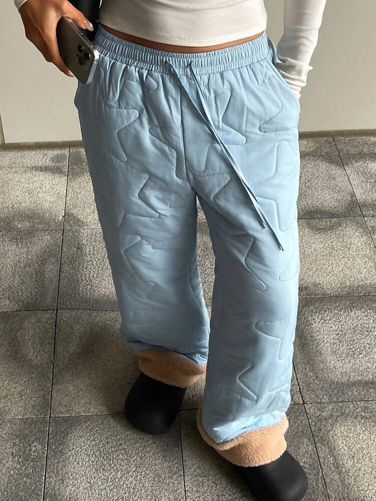 DAZY Dampyjamasbyxor med stjärnmönster och lös passform, vinter - Blå - Visa 3