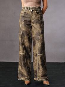 Anewsta 时尚现代休闲复古做旧皮革腰带女式皮裤，适合秋季、冬季、春季、新年、派对、婚礼、时尚、优雅、工作、感恩节、毕业典礼、圣诞节、节日等场合。 - 軍綠色 - 查看 5