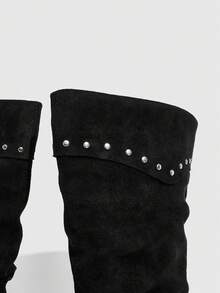 Daringsoles 时尚百搭的休闲复古西部靴，适合日常穿着，秋冬季节也适用。 - 黑色 - 查看 9