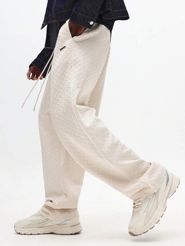 Textured Straight Leg Jogger With Piping