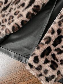 SHEIN Unity Áo khoác ngắn cổ bẻ họa tiết da báo bằng lông giả da PU màu đen dành cho nữ, thời trang Y, thích hợp mặc khi đi làm, đi làm, đi chơi, dạo phố, tiệc tùng, mặc hàng ngày, đa năng - màu đen - Xem 8