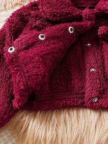 SHEIN Playful Pals 3 件套女婴秋冬套装：翻领工装夹克、纯色背心和长裤，适合户外日常穿着 女婴冬季套装 - 彩色 - 查看 5