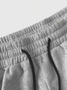 ROMWE MEN Anime Men's Loose Comfortable Casual Straight Leg Japan Style Sweatpants With Cherry Blossom Branch Print, Grey - Light Grey - View 5