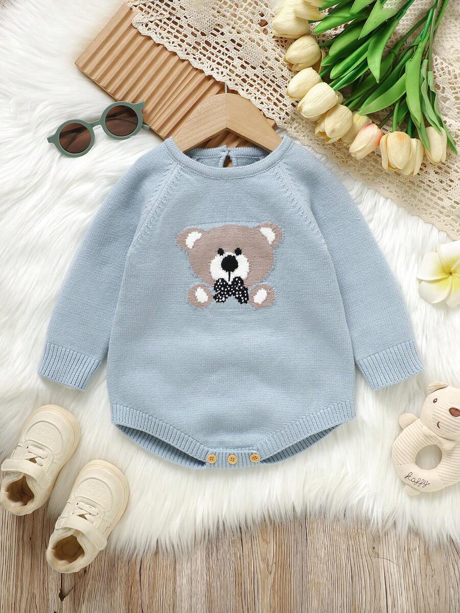 SHEIN 1pc Baby Boys Blue , Cute Puppy Jacquard Pattern, Round Neck Long Sleeve Bodysuit Baby Boy Jumper Knitted Baby Boy Blue Outfit Longsleeve New Born Baby Boy Clothes Winter Baby Bear Clothes Baby Sweater Romper Neutral Baby Clothes Unisex 2026 Baby Boy Knitted Romper Baby Boy Sweater Romper Fall Baby Boy Sweater Baby Casual Romper New Born Baby Accessories Neutral Baby Clothes Unisex Baby Boy Knit Romper Baby Knit Jumpsuit