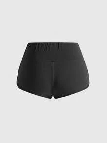 ROMWE Y2K Baddie Rivet Fitted T-Shirt Paired With Mini Low-Waist Shorts - Black - View 6