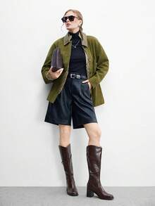 CUCCOO BIZCHIC Giày bốt cao đến gối thời trang dành cho nữ, thiết kế gót vuông, màu cà phê trơn, khóa kéo sau lưng với thiết kế nhiều quai, đa năng với váy, quần jean, áo khoác, phù hợp cho mùa thu/đông, trình diễn thời trang, đi làm, giày bốt cao cổ thời trang dành cho nữ - Cà phê nâu - Xem 10