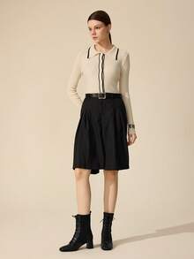 CUCCOO BASICS 女士尖头系带高跟中筒时尚靴，适合圣诞节穿着 - 黑色 - 查看 8