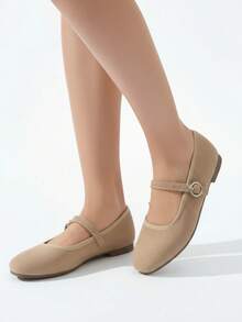 Zapato Mary Jane para mujer de gamuza, punta cuadrada, tira ajustable, tacón bajo, estilo vintage francés para uso diario - Marrón Mocha - Ver 3