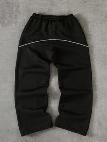 Manfinity EMRG Men's Casual Sports Letter Print Drawstring Waist Pants Hip Hop Pants Streetwear Sweatpants Street Wear Pants Techwear Pants - Black - View 2