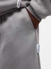 SUMWON Bộ đồ thể thao nam dáng rộng, có mũ trùm đầu và quần nỉ, khóa kéo toàn bộ, có dây rút, phù hợp mặc thường ngày trên đường phố - Xám - Xem 7