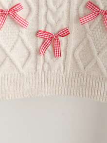 SHEIN 1 chiếc áo len dài tay thêu hoa cho bé gái, cổ tròn, kiểu dáng thoải mái, mặc hàng ngày, áo khoác cardigan mùa thu/đông cho bé gái, áo len cho bé gái, quần áo bé gái mùa thu và mùa đông, áo len cho bé gái - Nhiều màu - Xem 4