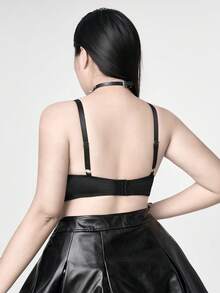 ROMWE Plus Size Sexy Kawaii Underwire Bra & Wireless Bra - Black - View 3