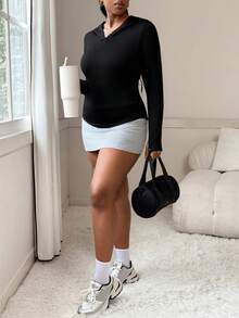 Rhythm Era Plus Size Women's Seamless Hooded Long Sleeve Sweatshirt Hooded Top Long Sleeve Top Workout Long Sleeve Top Tight Tops - Black - View 7