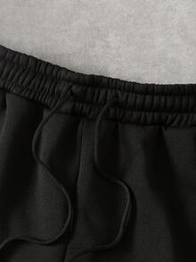 Manfinity EMRG Men's Casual Sports Letter Print Drawstring Waist Pants Hip Hop Pants Streetwear Sweatpants Street Wear Pants Techwear Pants - Black - View 8