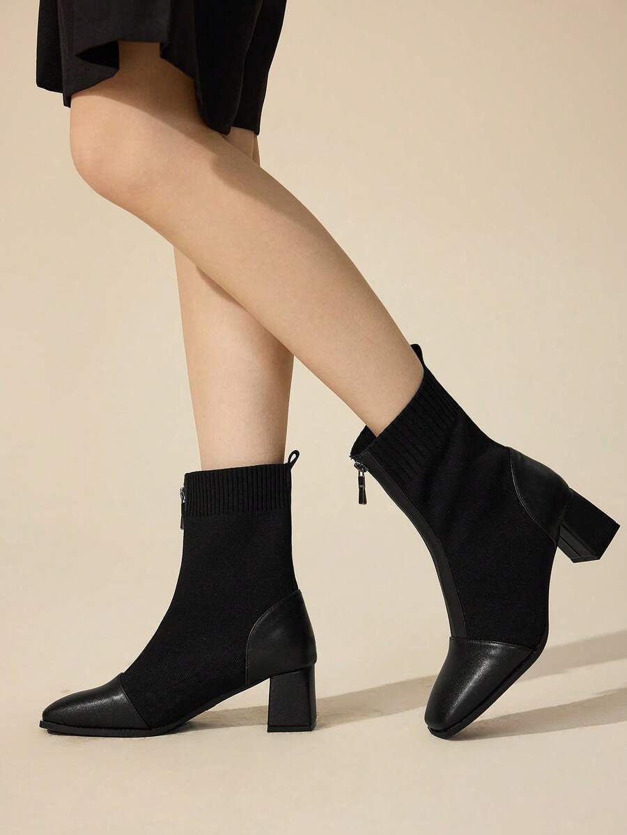 CUCCOO BASICS CUCCOO Women's Pointed Toe Tall/Mid-Calf Fashion Boots For Daily Wear - Black - View 1