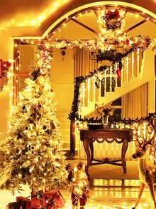 1 件 1.5 米/3 米/6 米/10 米家居装饰 LED 灯串，电池供电室内装饰仙女灯，LED 暖光灯，户外花园装饰氛围仙女灯，度假露营装饰灯，庭院和街道装饰灯，适用于客厅装饰。餐厅装饰。卧室户外婚礼派对情人节装饰照明，圣诞节万圣节装饰灯串（不含电池） - 彩色 - 查看 10