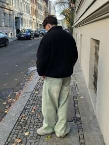 STEELVANCE 男士抓绒长袖外套，拉链休闲外套，适合通勤、约会、上学等场合，尽显优雅气质，秋冬季必备。 - 黑色 - 查看 3