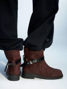 Sugerpunk Women's Buckle Design Casual Chunky Heel Ankle Boots - Brown - View 6