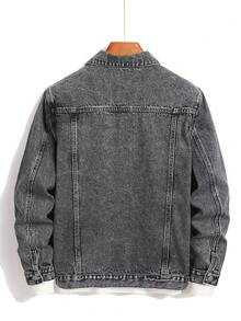 Manfinity Hypemode Men's Casual Street Style Denim Long Sleeve Jacket - Dark Grey - View 2