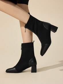 CUCCOO BASICS CUCCOO Women's Pointed Toe Tall/Mid-Calf Fashion Boots For Daily Wear - Black - View 4